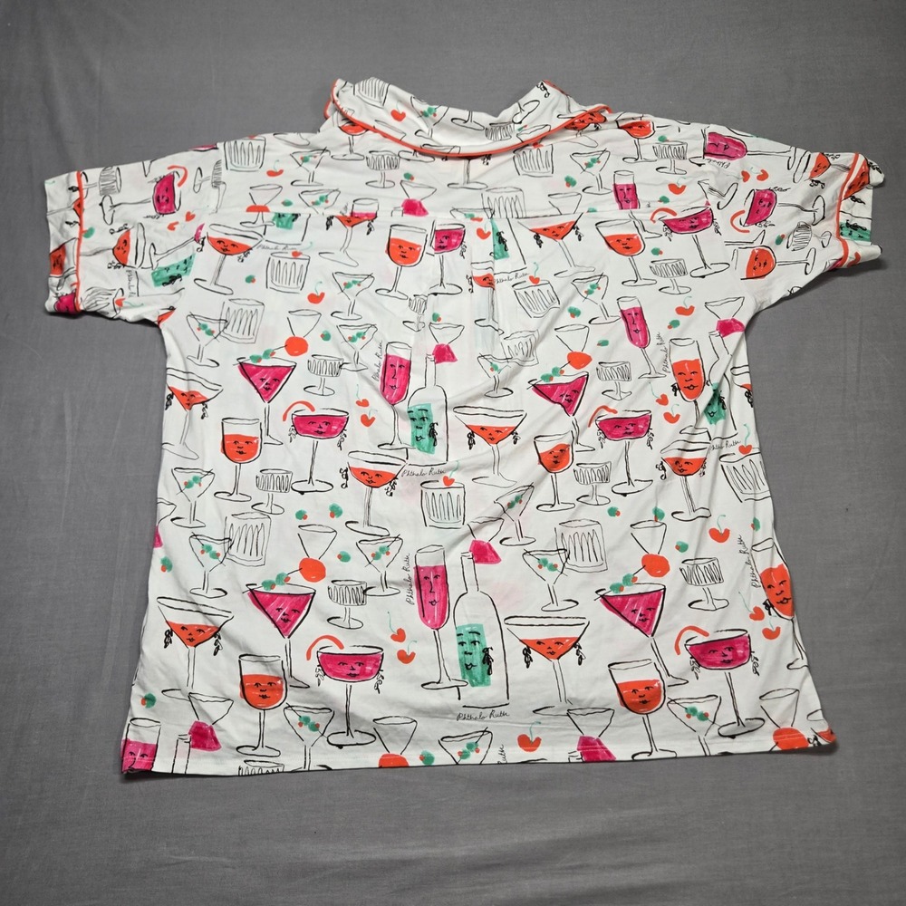 Anthropologie Phthalo Ruth Lyrebird Pajama Top Small Ivory Cocktail Print NWT - Picture 4 of 5